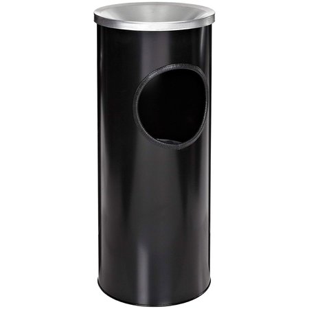 WITT CO Round Ashtray/Trash Can, Black, Metal 3000BK